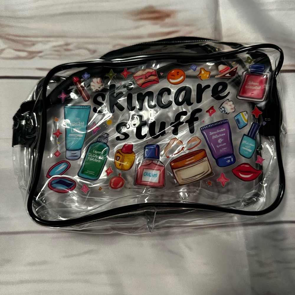 Clear Skincare Stuff Bag with Colorful Graphics
